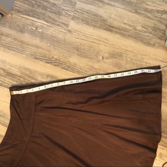 White House Black Market Brown A-line Silk Skirt - Picture 8 of 8